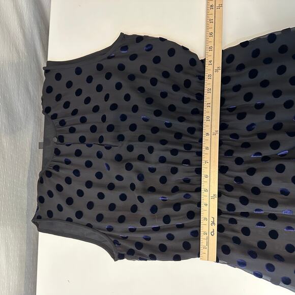 J. Crew Mini Silk Dress Size 6 Black Polka Dot Velvet Fairy Goth Crew Neck - Picture 11 of 12